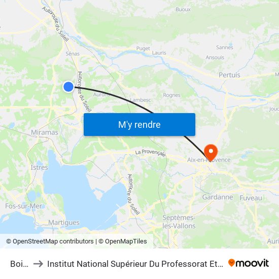 Boisgelin to Institut National Supérieur Du Professorat Et De L'Éducation (Site D'Aix-En-Provence) map