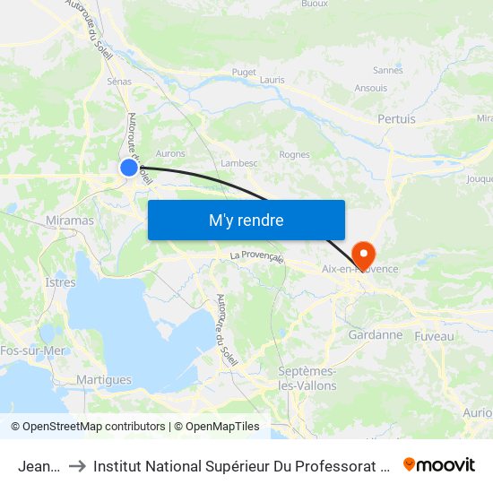 Jean Moulin to Institut National Supérieur Du Professorat Et De L'Éducation (Site D'Aix-En-Provence) map