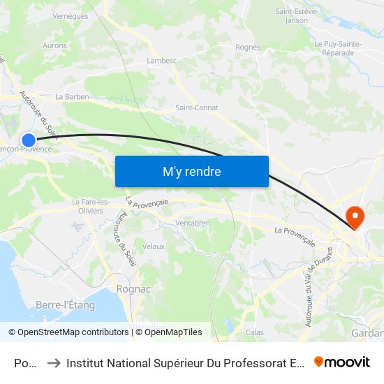 Poudrière to Institut National Supérieur Du Professorat Et De L'Éducation (Site D'Aix-En-Provence) map