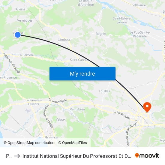 Parc to Institut National Supérieur Du Professorat Et De L'Éducation (Site D'Aix-En-Provence) map