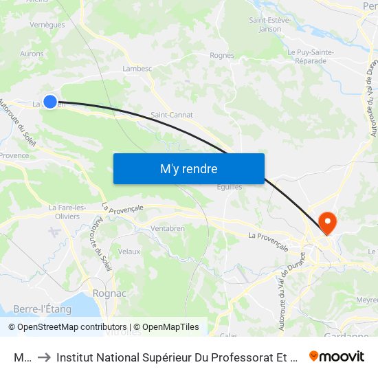 Mairie to Institut National Supérieur Du Professorat Et De L'Éducation (Site D'Aix-En-Provence) map