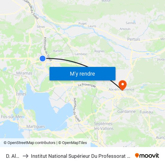 D. Allemand to Institut National Supérieur Du Professorat Et De L'Éducation (Site D'Aix-En-Provence) map