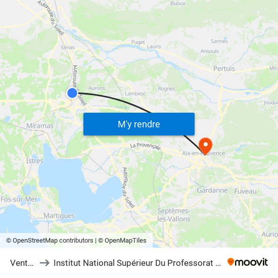 Ventouresco to Institut National Supérieur Du Professorat Et De L'Éducation (Site D'Aix-En-Provence) map