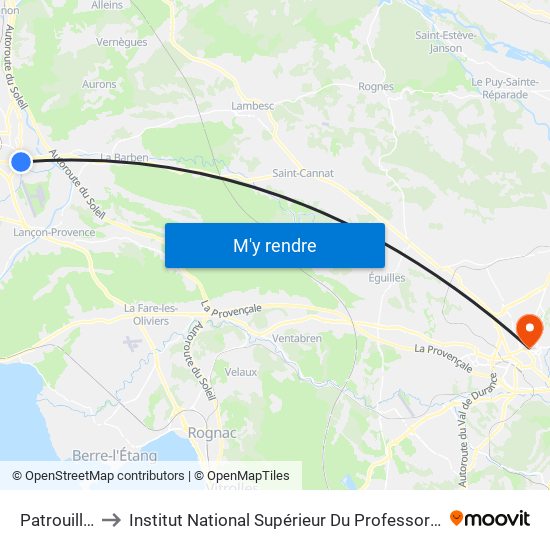 Patrouille De France to Institut National Supérieur Du Professorat Et De L'Éducation (Site D'Aix-En-Provence) map