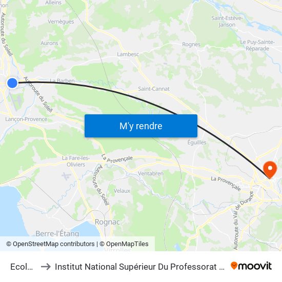 Ecole De L'Air to Institut National Supérieur Du Professorat Et De L'Éducation (Site D'Aix-En-Provence) map