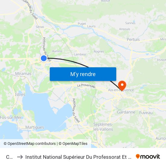 Carnot to Institut National Supérieur Du Professorat Et De L'Éducation (Site D'Aix-En-Provence) map