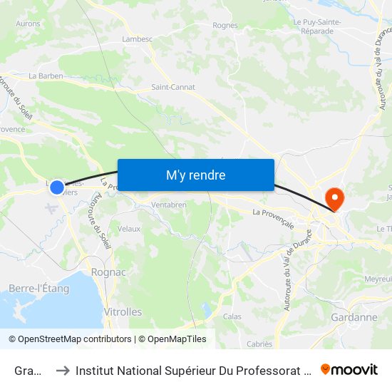 Gramenières to Institut National Supérieur Du Professorat Et De L'Éducation (Site D'Aix-En-Provence) map