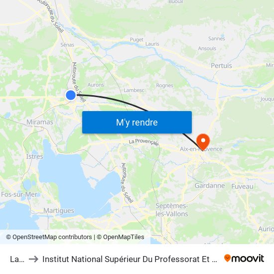 Launes to Institut National Supérieur Du Professorat Et De L'Éducation (Site D'Aix-En-Provence) map
