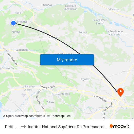 Petit Sonnailler to Institut National Supérieur Du Professorat Et De L'Éducation (Site D'Aix-En-Provence) map