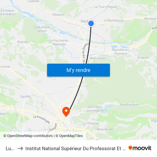 Lubéron to Institut National Supérieur Du Professorat Et De L'Éducation (Site D'Aix-En-Provence) map