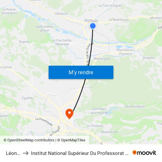 Léon Arnoux to Institut National Supérieur Du Professorat Et De L'Éducation (Site D'Aix-En-Provence) map