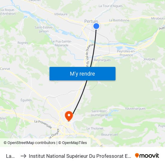 Lamartine to Institut National Supérieur Du Professorat Et De L'Éducation (Site D'Aix-En-Provence) map