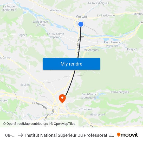08-Mai-45 to Institut National Supérieur Du Professorat Et De L'Éducation (Site D'Aix-En-Provence) map
