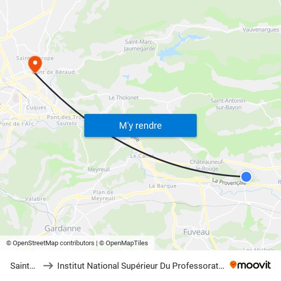 Sainte Victoire to Institut National Supérieur Du Professorat Et De L'Éducation (Site D'Aix-En-Provence) map