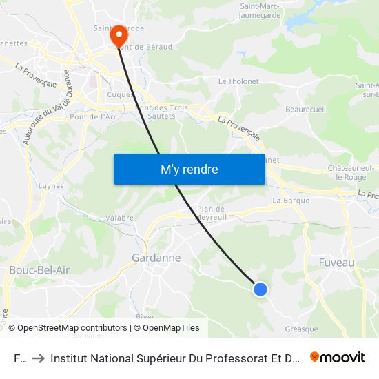 Fina to Institut National Supérieur Du Professorat Et De L'Éducation (Site D'Aix-En-Provence) map