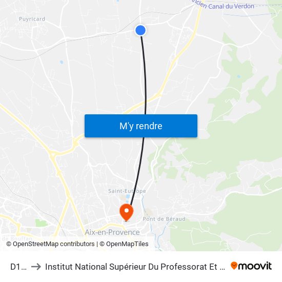 D13 Bis to Institut National Supérieur Du Professorat Et De L'Éducation (Site D'Aix-En-Provence) map