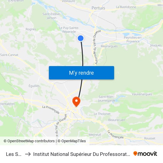 Les Savoyants to Institut National Supérieur Du Professorat Et De L'Éducation (Site D'Aix-En-Provence) map