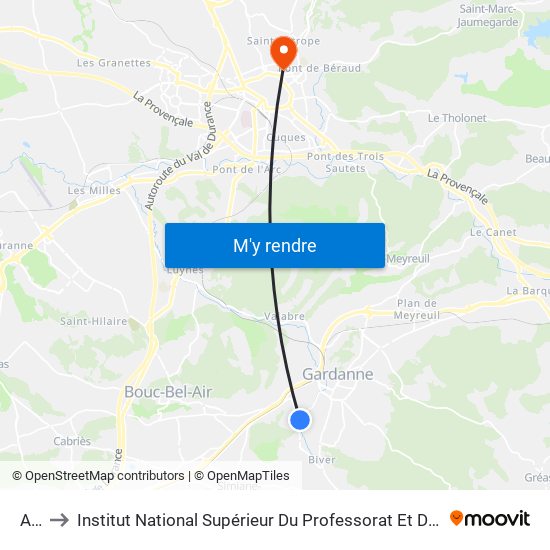 Avon to Institut National Supérieur Du Professorat Et De L'Éducation (Site D'Aix-En-Provence) map