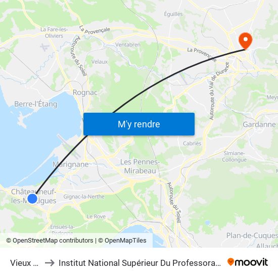 Vieux Cimetière to Institut National Supérieur Du Professorat Et De L'Éducation (Site D'Aix-En-Provence) map