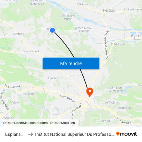 Esplanade Saint Denis to Institut National Supérieur Du Professorat Et De L'Éducation (Site D'Aix-En-Provence) map