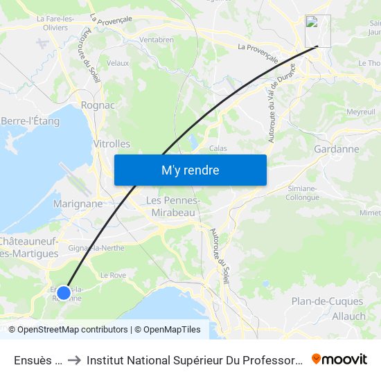 Ensuès Côte Bleue to Institut National Supérieur Du Professorat Et De L'Éducation (Site D'Aix-En-Provence) map