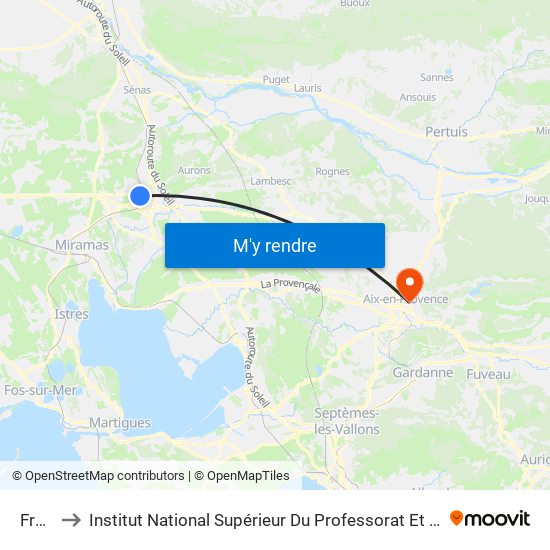 Francou to Institut National Supérieur Du Professorat Et De L'Éducation (Site D'Aix-En-Provence) map