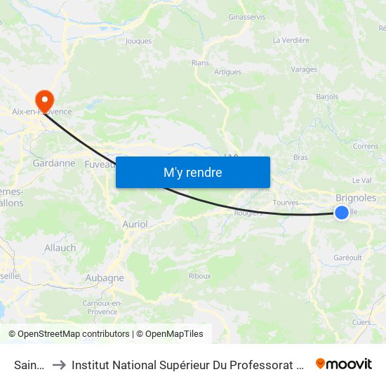Saint Esprit to Institut National Supérieur Du Professorat Et De L'Éducation (Site D'Aix-En-Provence) map