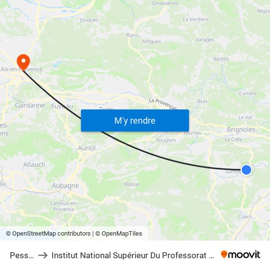 Pesseguière to Institut National Supérieur Du Professorat Et De L'Éducation (Site D'Aix-En-Provence) map