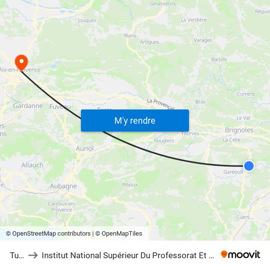 Tuilerie to Institut National Supérieur Du Professorat Et De L'Éducation (Site D'Aix-En-Provence) map