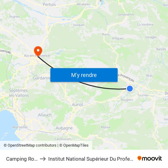 Camping Route De Mazaugues to Institut National Supérieur Du Professorat Et De L'Éducation (Site D'Aix-En-Provence) map