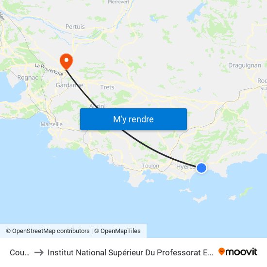 Coulerette to Institut National Supérieur Du Professorat Et De L'Éducation (Site D'Aix-En-Provence) map