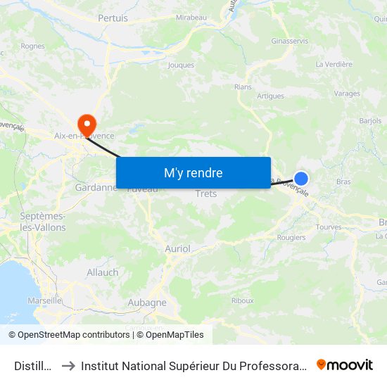 Distillerie Bazar to Institut National Supérieur Du Professorat Et De L'Éducation (Site D'Aix-En-Provence) map