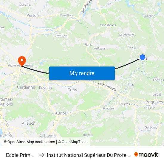 Ecole Primaire Aristide Briand to Institut National Supérieur Du Professorat Et De L'Éducation (Site D'Aix-En-Provence) map