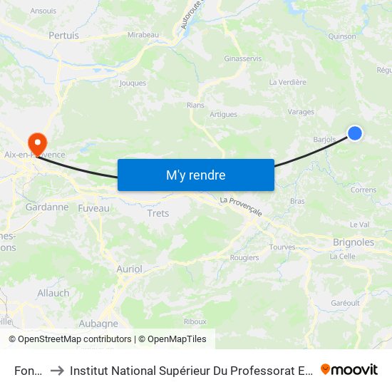 Font Freye to Institut National Supérieur Du Professorat Et De L'Éducation (Site D'Aix-En-Provence) map