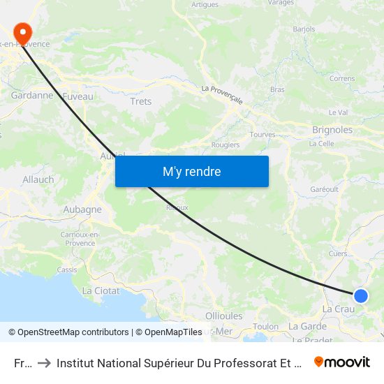 Fresia to Institut National Supérieur Du Professorat Et De L'Éducation (Site D'Aix-En-Provence) map