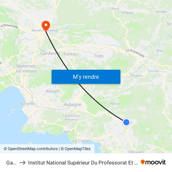 Garenne to Institut National Supérieur Du Professorat Et De L'Éducation (Site D'Aix-En-Provence) map