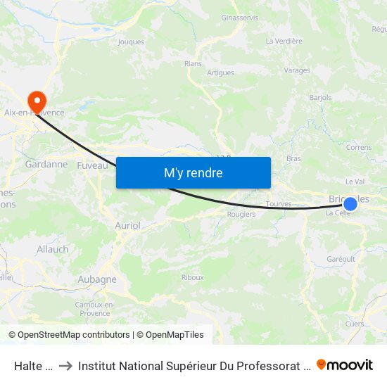Halte Routiere to Institut National Supérieur Du Professorat Et De L'Éducation (Site D'Aix-En-Provence) map