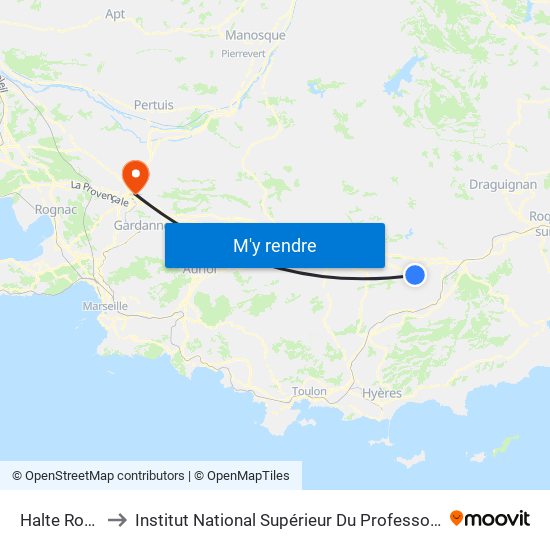 Halte Routiere Gavoty to Institut National Supérieur Du Professorat Et De L'Éducation (Site D'Aix-En-Provence) map