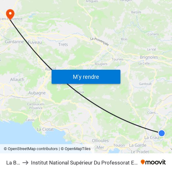 La Bouvine to Institut National Supérieur Du Professorat Et De L'Éducation (Site D'Aix-En-Provence) map