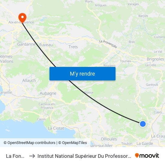 La Fond De Pouille to Institut National Supérieur Du Professorat Et De L'Éducation (Site D'Aix-En-Provence) map