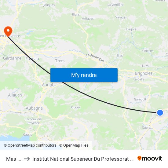Mas De Brun to Institut National Supérieur Du Professorat Et De L'Éducation (Site D'Aix-En-Provence) map