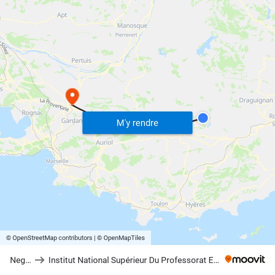 Negadous to Institut National Supérieur Du Professorat Et De L'Éducation (Site D'Aix-En-Provence) map