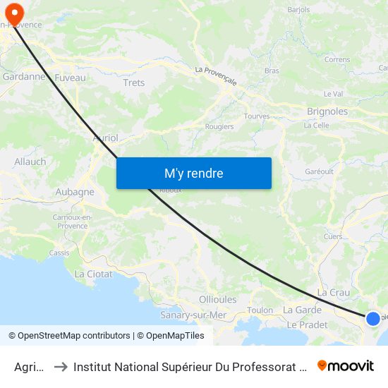 Agricampus to Institut National Supérieur Du Professorat Et De L'Éducation (Site D'Aix-En-Provence) map