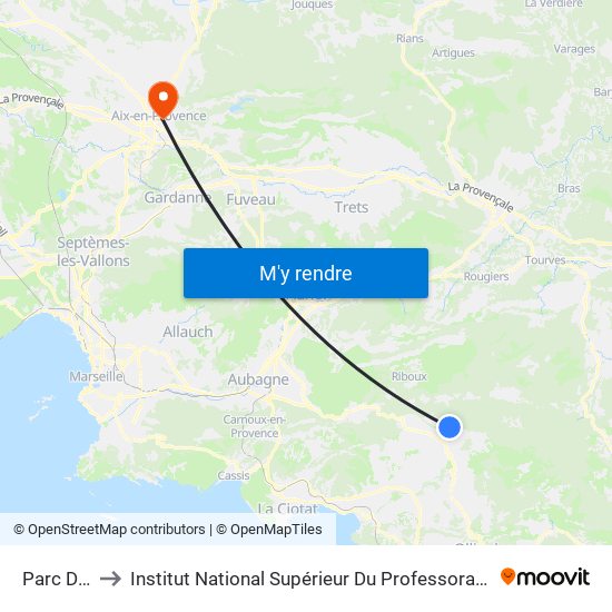 Parc D Activites to Institut National Supérieur Du Professorat Et De L'Éducation (Site D'Aix-En-Provence) map