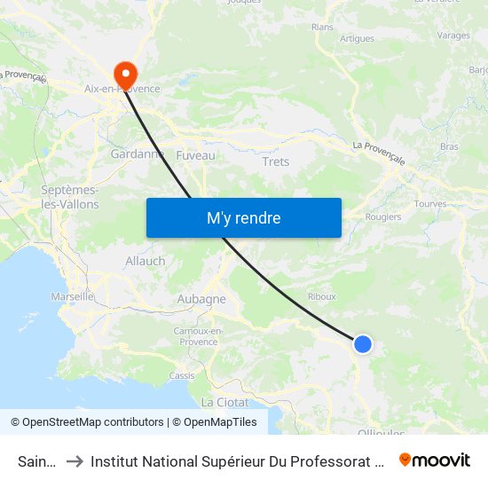Sainte Fleur to Institut National Supérieur Du Professorat Et De L'Éducation (Site D'Aix-En-Provence) map
