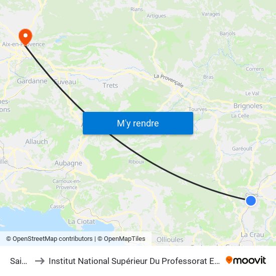 Saint Jean to Institut National Supérieur Du Professorat Et De L'Éducation (Site D'Aix-En-Provence) map
