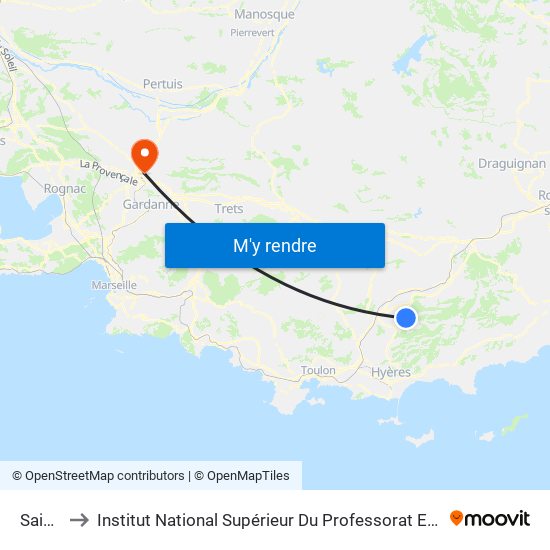 Saint Jean to Institut National Supérieur Du Professorat Et De L'Éducation (Site D'Aix-En-Provence) map