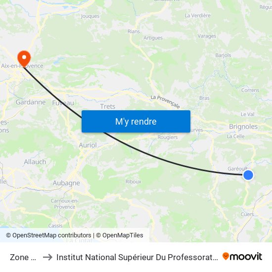 Zone D Activite to Institut National Supérieur Du Professorat Et De L'Éducation (Site D'Aix-En-Provence) map