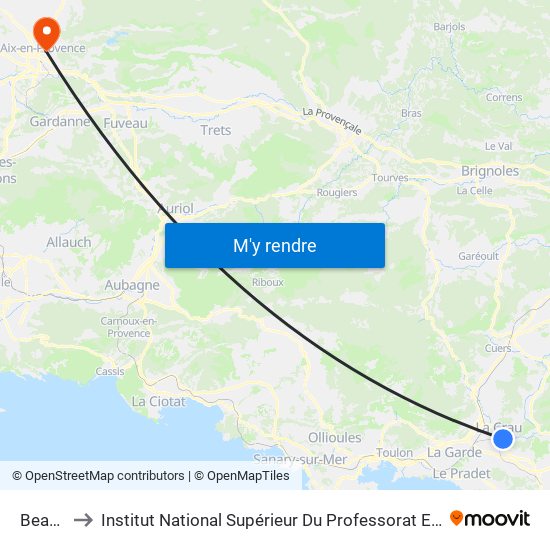 Beauséjour to Institut National Supérieur Du Professorat Et De L'Éducation (Site D'Aix-En-Provence) map