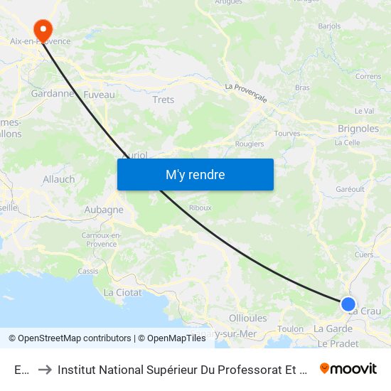 Eglise to Institut National Supérieur Du Professorat Et De L'Éducation (Site D'Aix-En-Provence) map